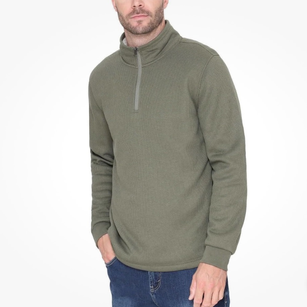 The Bc Clothing - Men's Bonded Fleece Lined Body Lined Quarter Zip Pullover Top